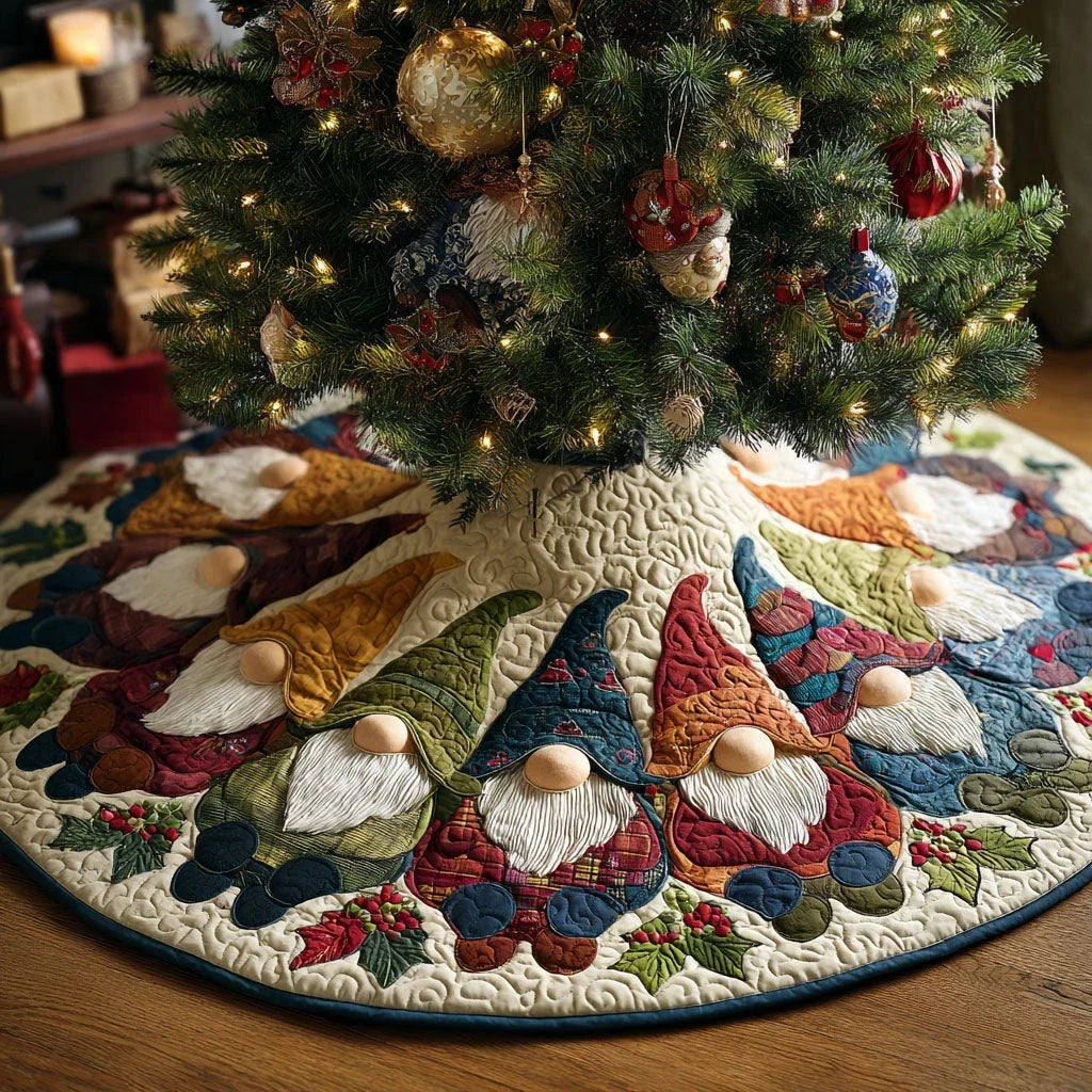 Bumble Buttons Christmas Quilted Tree Skirt