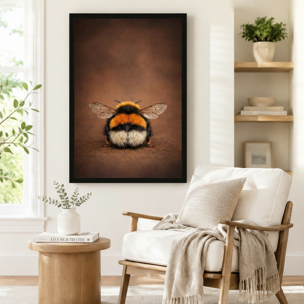 Fluffy Bumblebee Portrait Canvas Wall Art