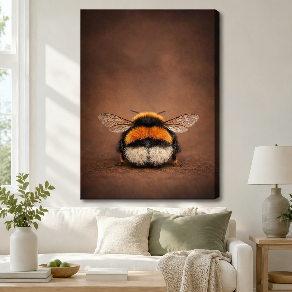 Fluffy Bumblebee Portrait Canvas Wall Art