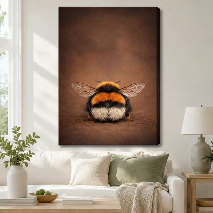 Fluffy Bumblebee Portrait Canvas Wall Art