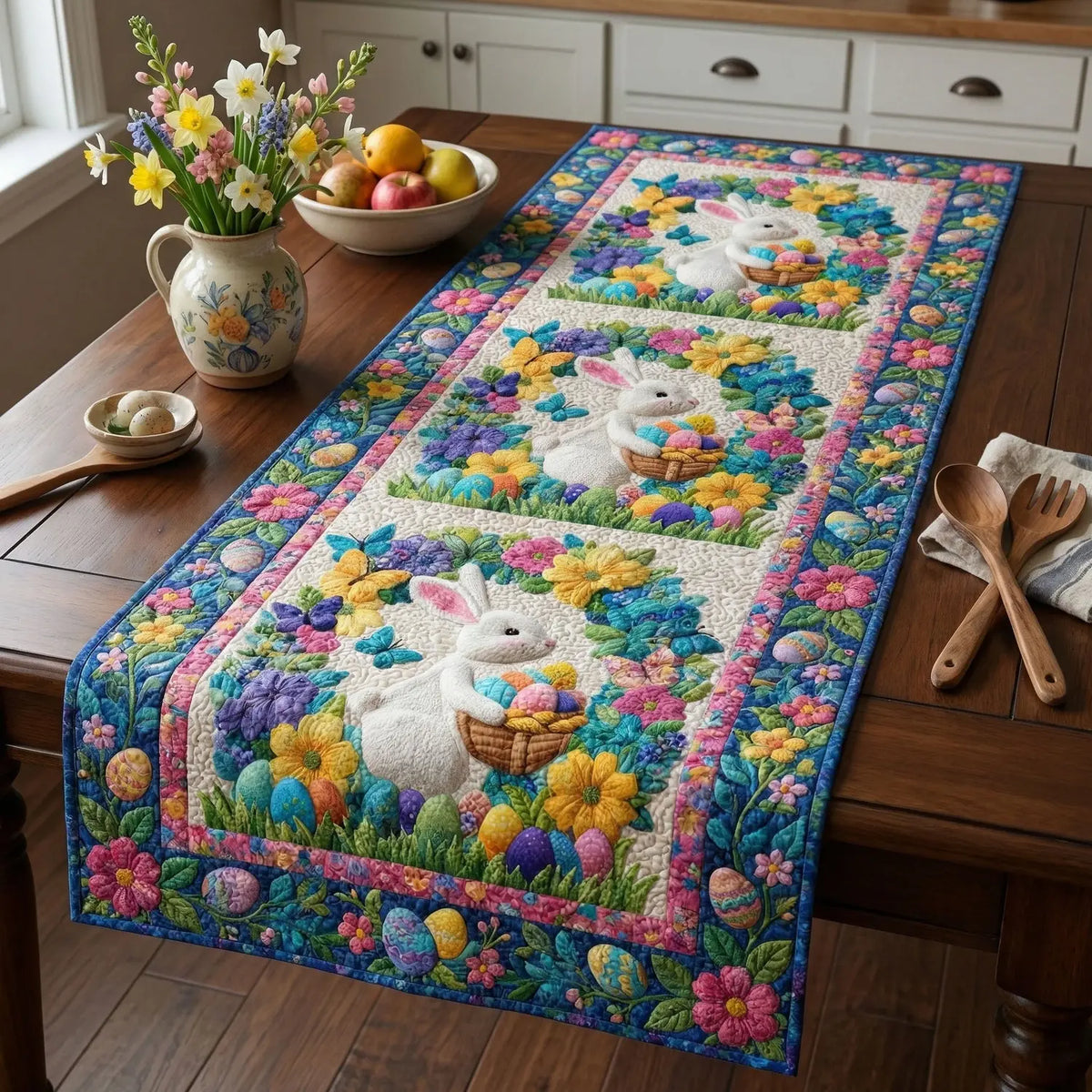 Bunny Parade Quilted Table Runner