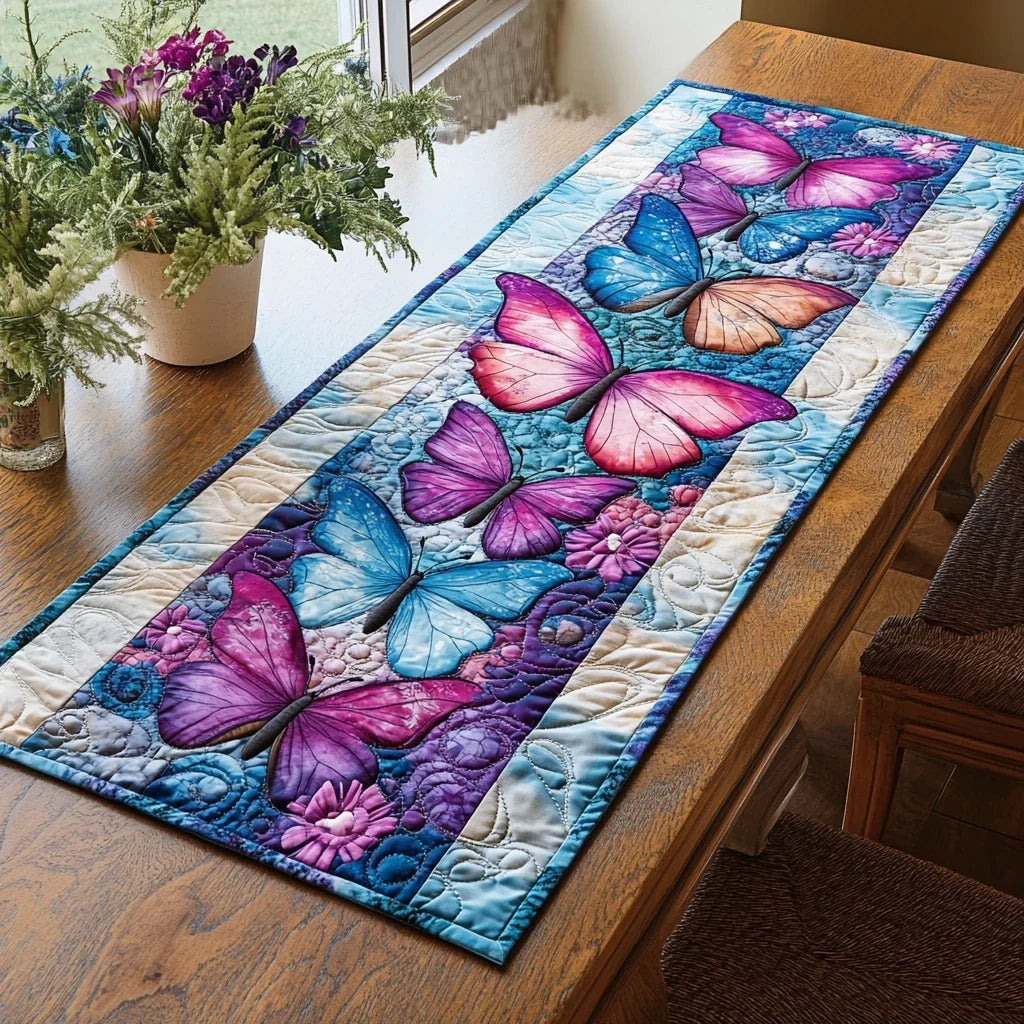 Butterfly Garden Quilted Table Runner