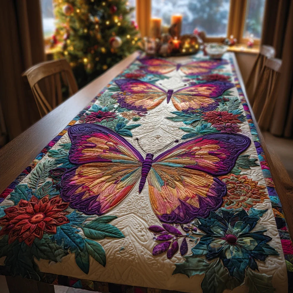 Butterfly Glow Quilted Table Runner