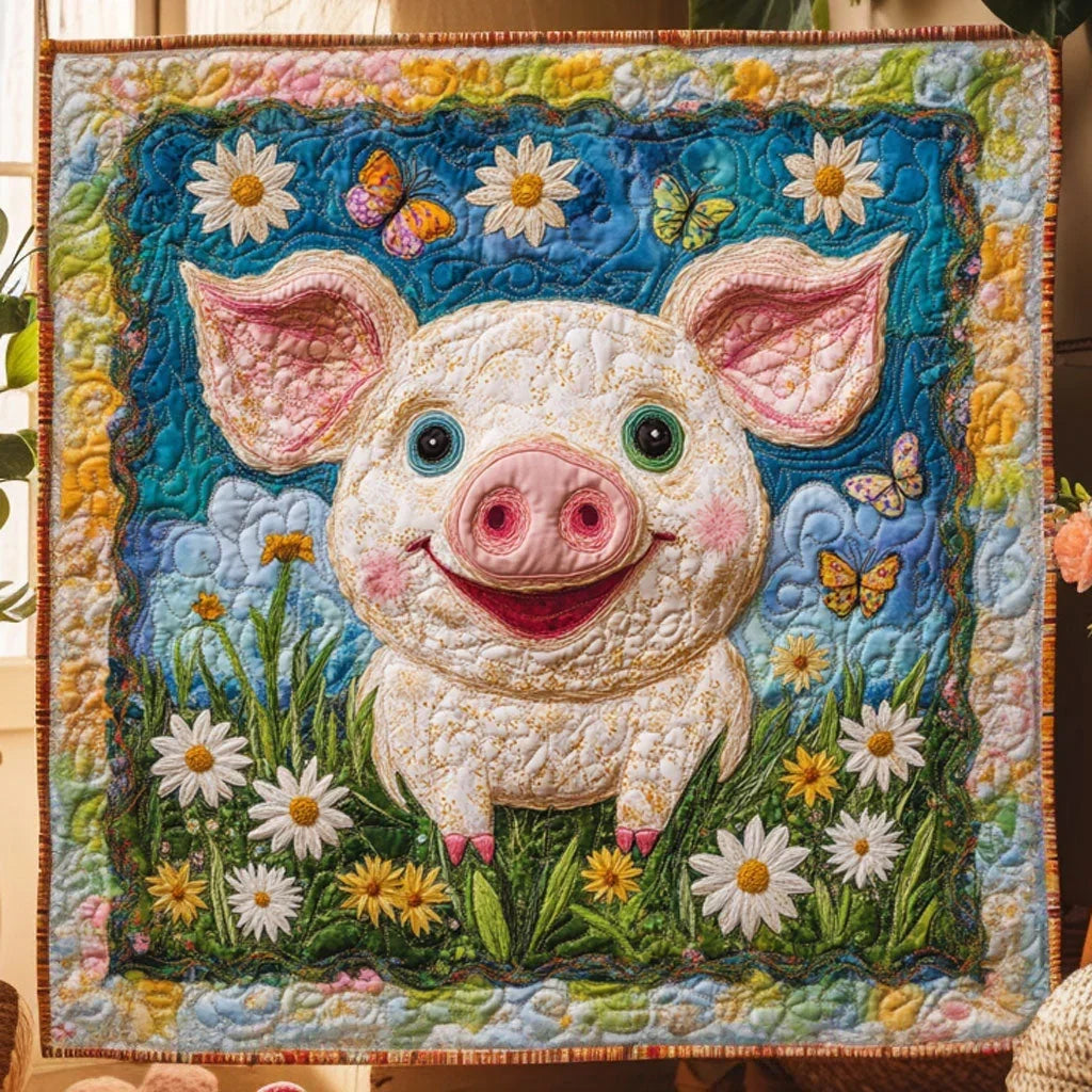 Butterfly Pig Quilt Blanket