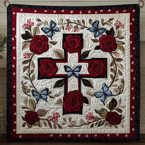 Butterfly Rose Blessing Quilt Blanket