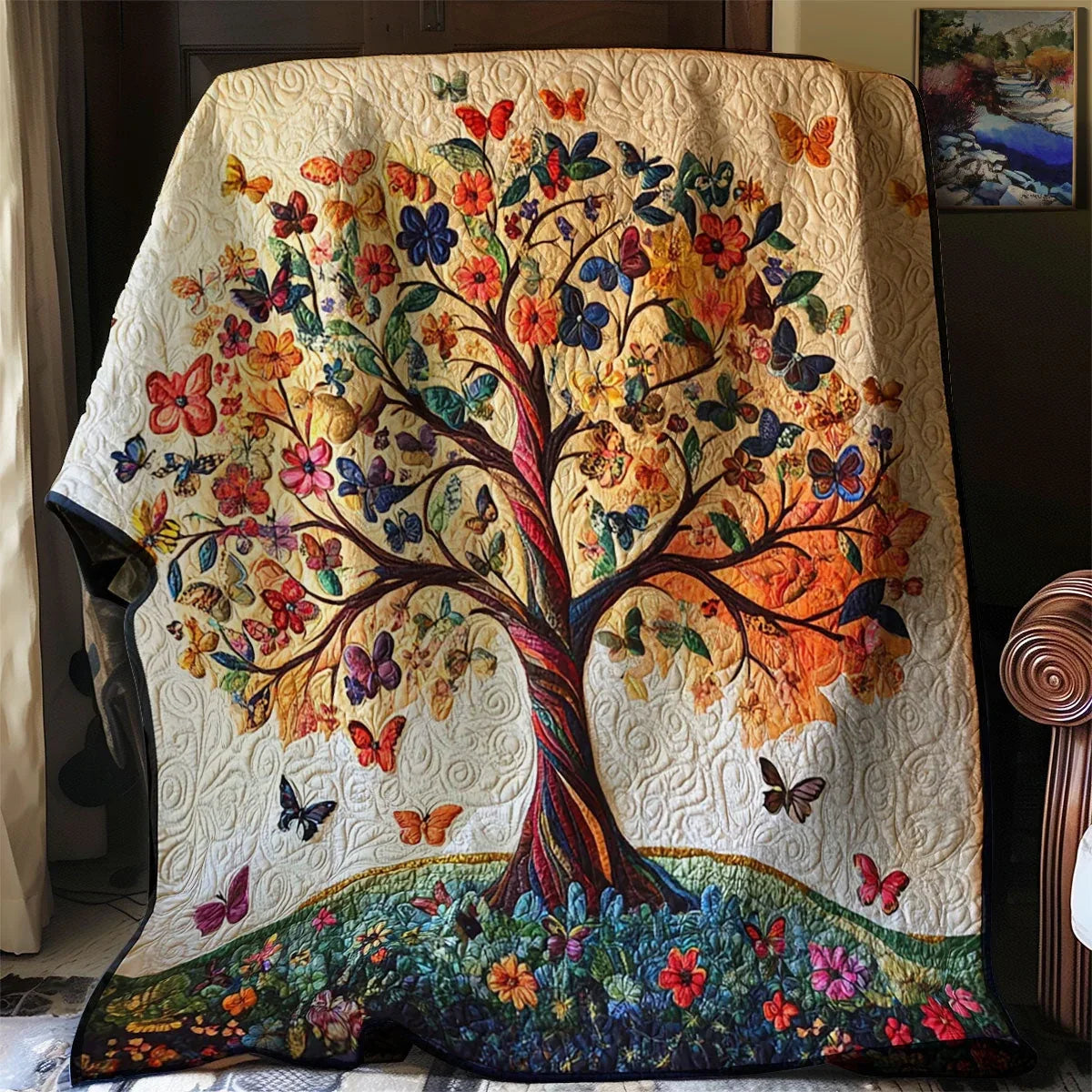 Butterfly Tree Of Life Quilt Blanket