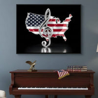 Patriotic Melody Stars Stripes Canvas Wall Art