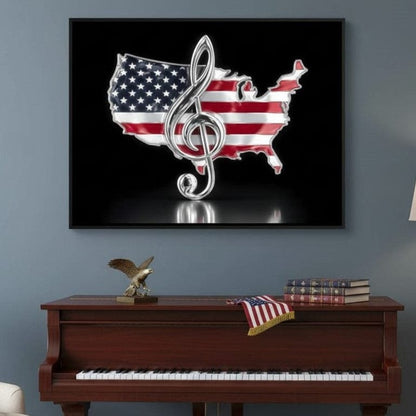 Patriotic Melody Stars Stripes Canvas Wall Art