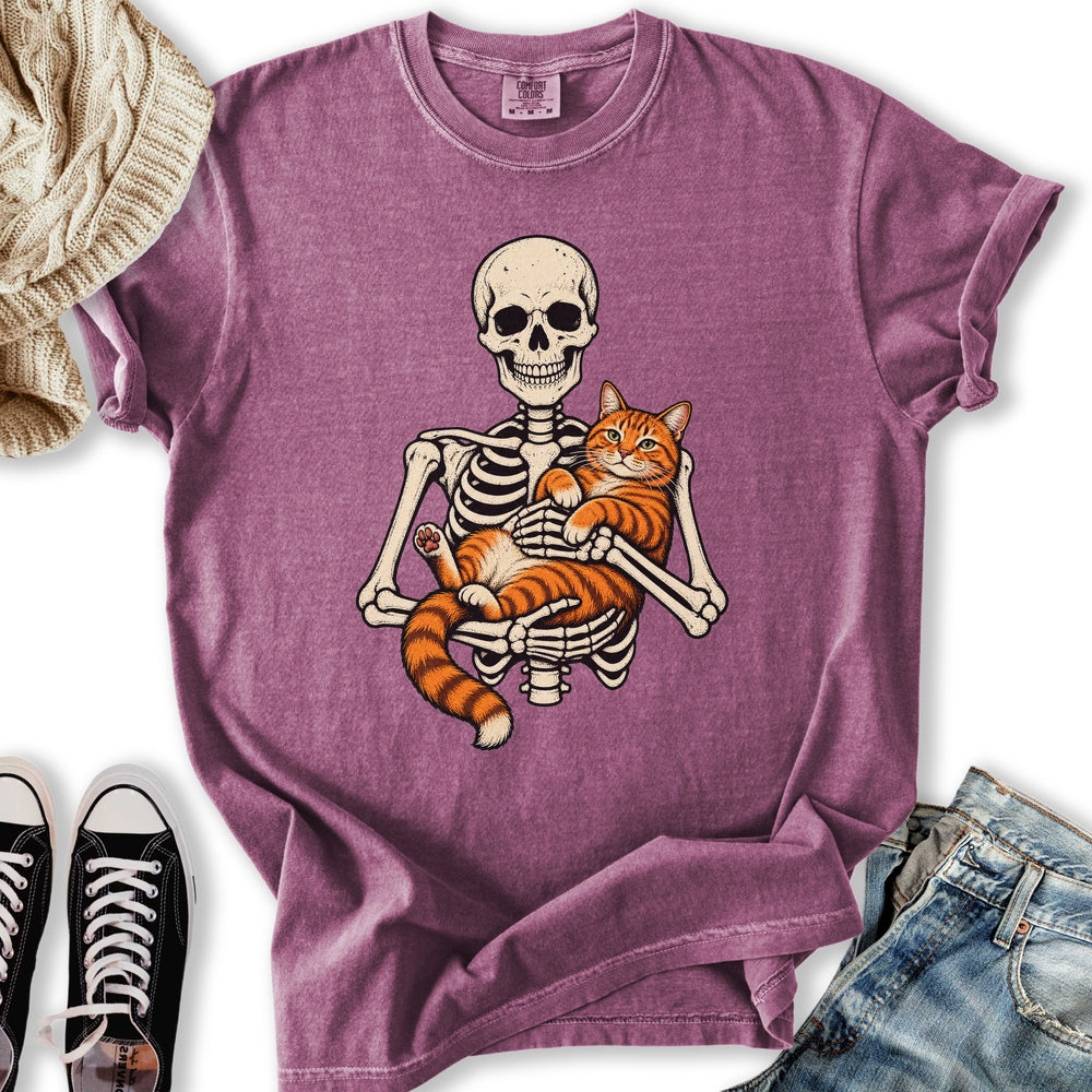 Skeleton Orange Cat Relaxed Tee