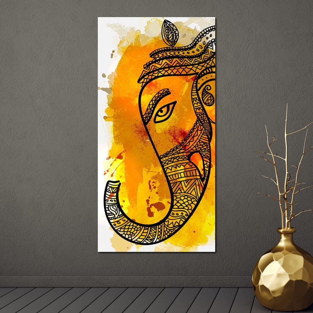 Lord Ganesha in Yellow Canvas Wall Art