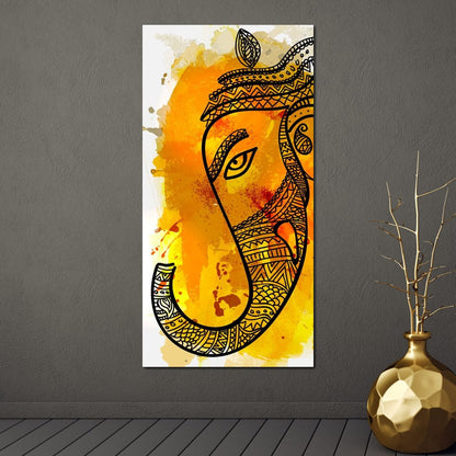 Lord Ganesha in Yellow Canvas Wall Art