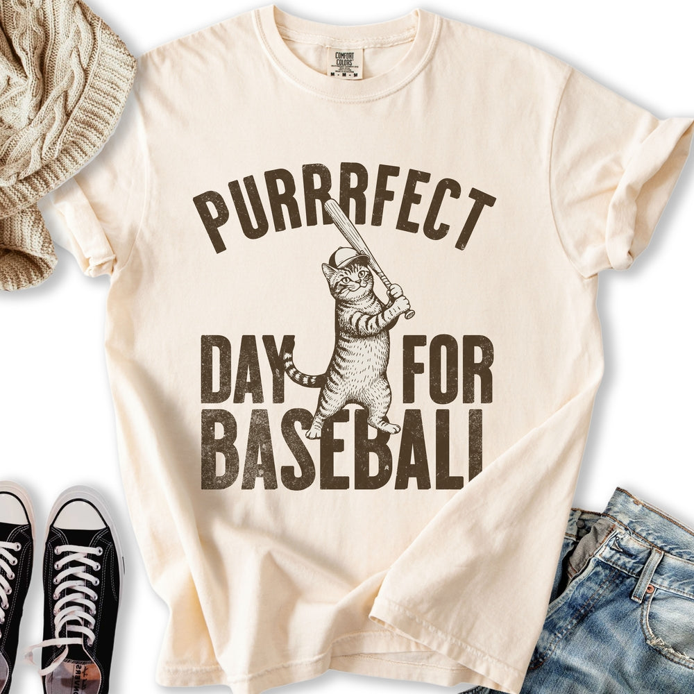 Purrrfect Baseball Cat Relaxed Tee