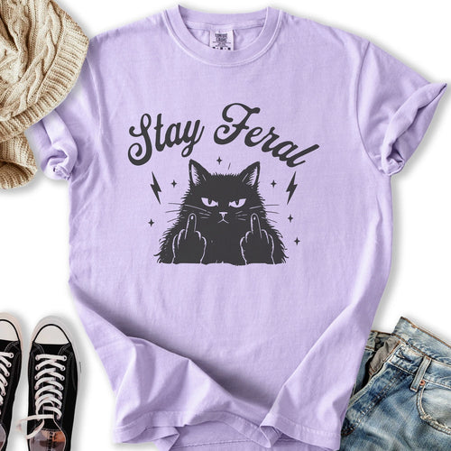 Stay Feral Black Cat Relaxed Tee