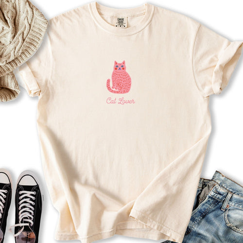 Cute Pink Cat Lover Relaxed Tee