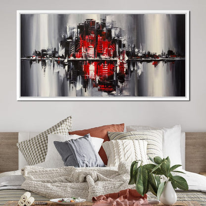 Red Black & Grey Skyline Canvas Wall Art
