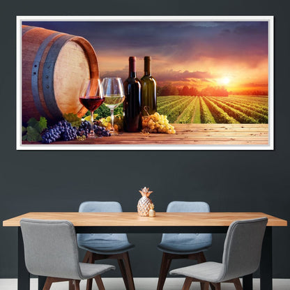 Wine Valley Sunset Canvas Wall Art