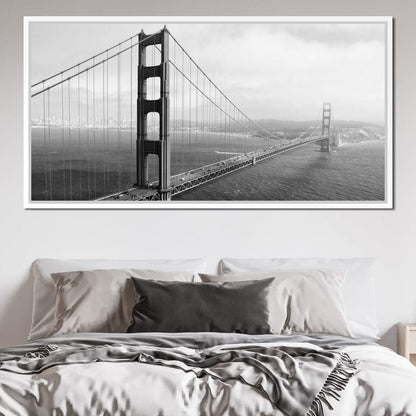 Golden Gate Bridge in Black & White Canvas Wall Art