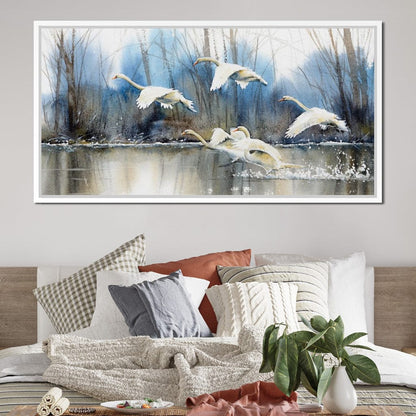 White Swans Canvas Wall Art