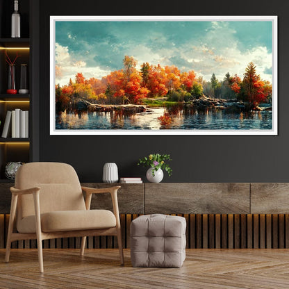 Lakefall Landscape Canvas Wall Art