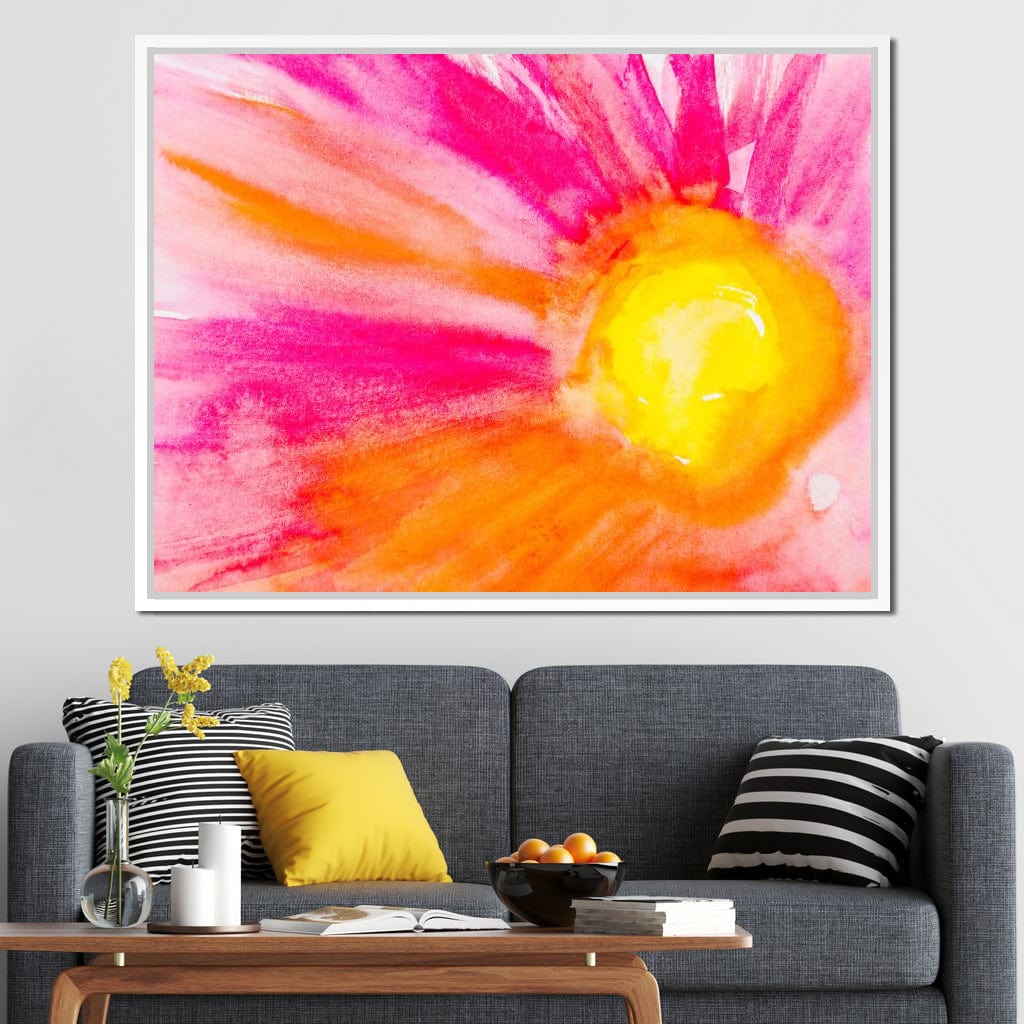 Pink & Orange Watercolor Flower Canvas Wall Art