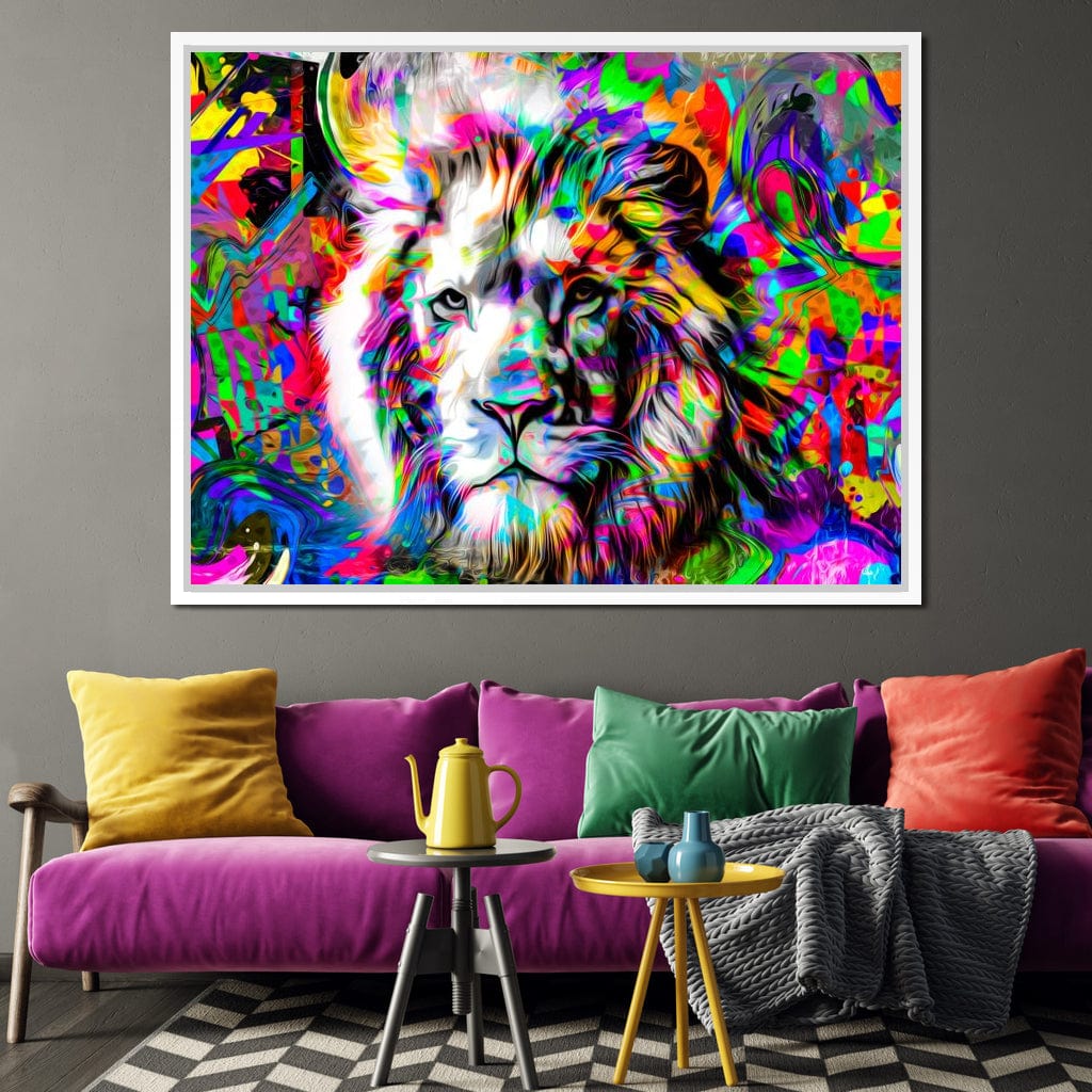 Psychedelic Lion Canvas Wall Art