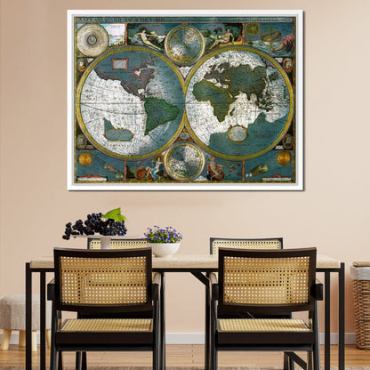 Ancient Historical Map of the World Canvas Wall Art
