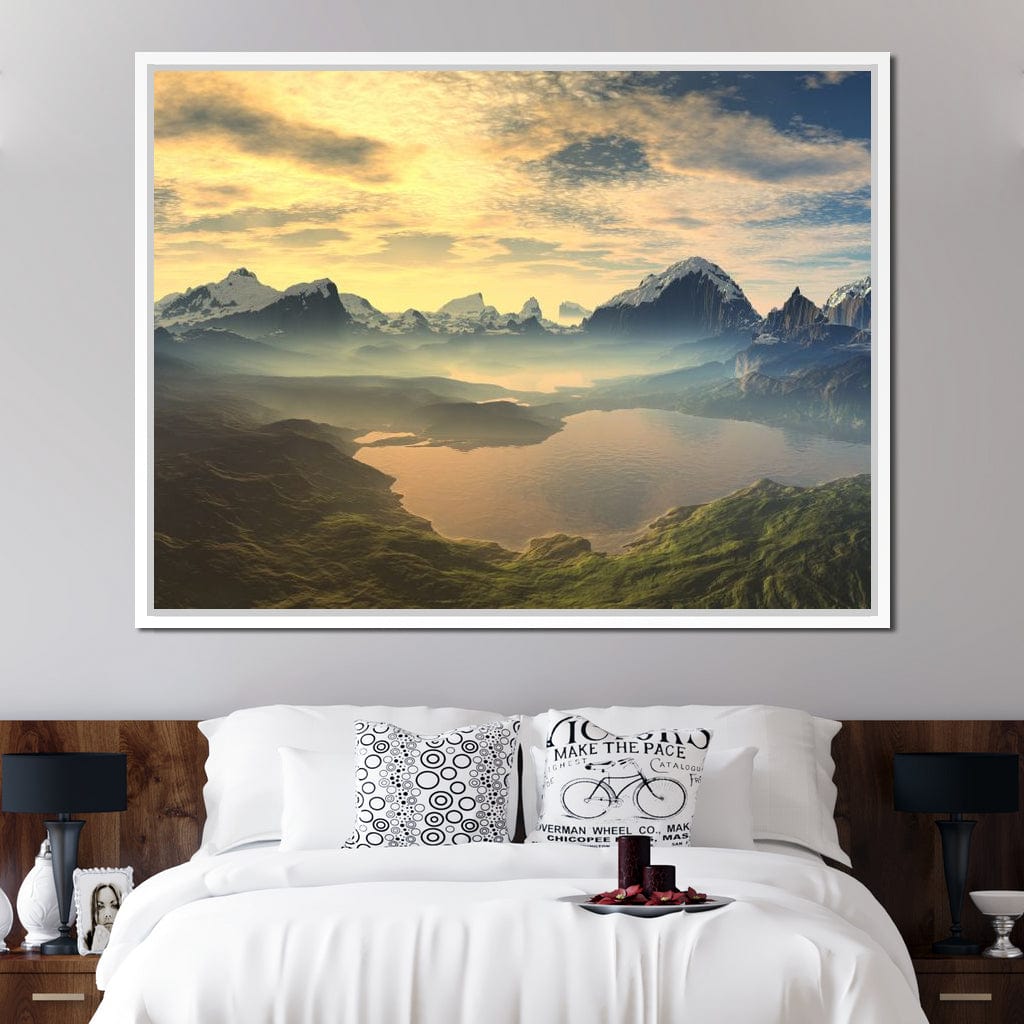 Morning Mist on Serenity Lake Canvas Wall Art