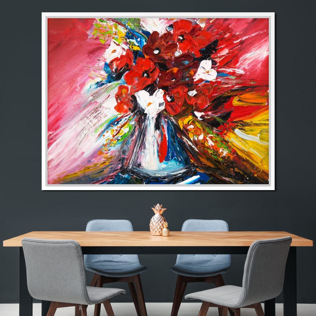 Red Flowers Bouquet Canvas Wall Art
