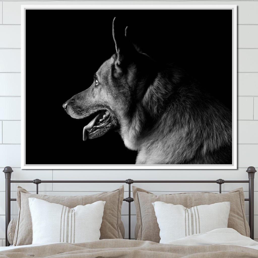 Black and White German Shepherd Canvas Wall Art