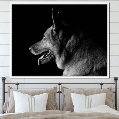 Black and White German Shepherd Canvas Wall Art