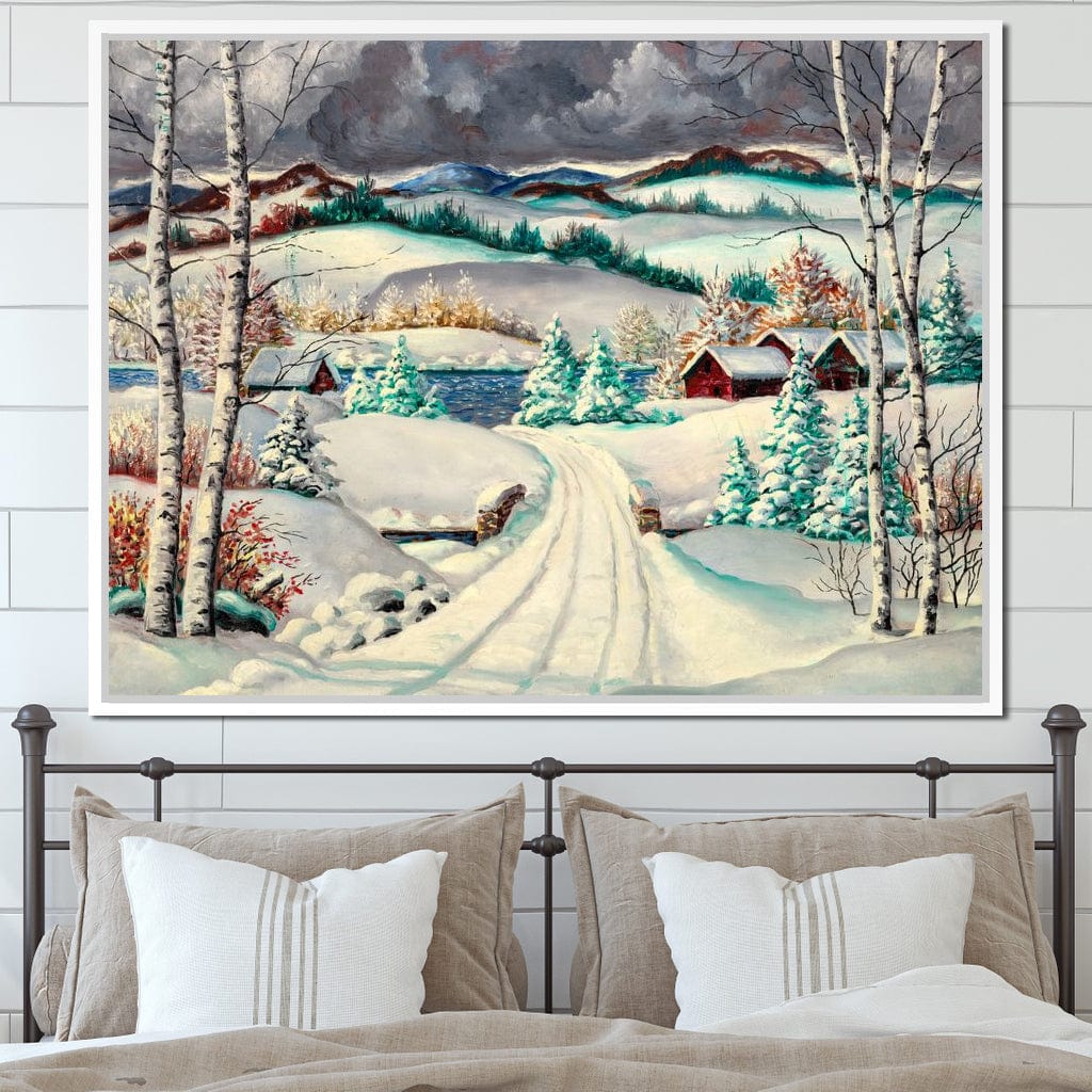 Rural Winter Landscape Canvas Wall Art