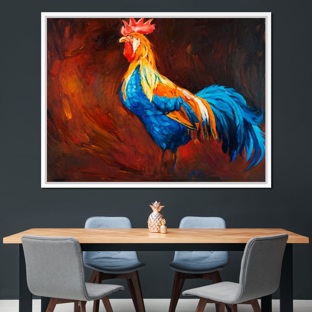 Blue Rooster Canvas Wall Art