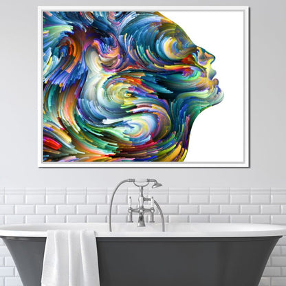 Colored Visage Profile Canvas Wall Art