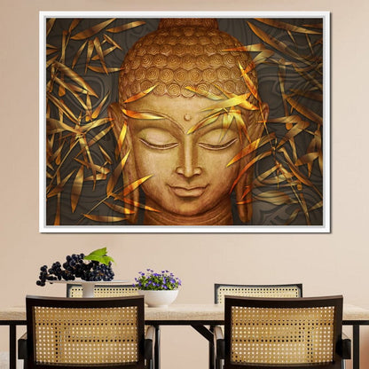 Smiling Golden Buddha Canvas Wall Art