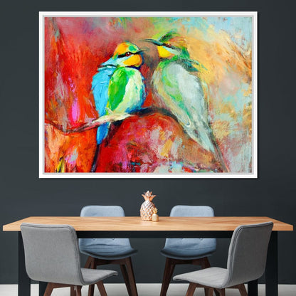 Blue-Tailed Birds Canvas Wall Art