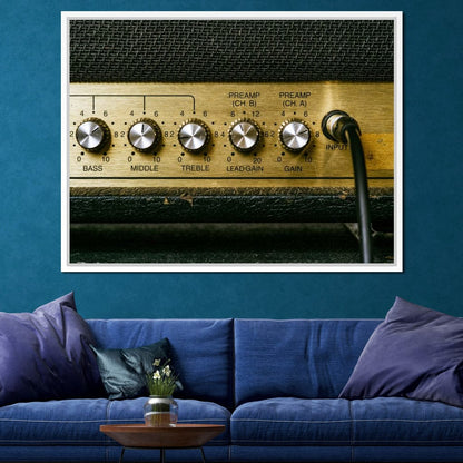 Vintage Electric Guitar Amplifier Canvas Wall Art