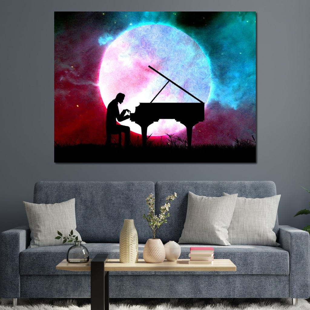 Space Pianist Canvas Wall Art
