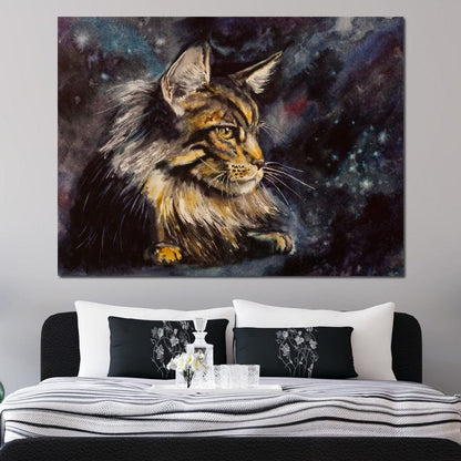 Night Cat Canvas Wall Art