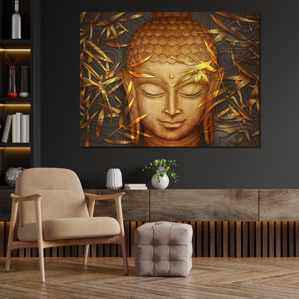 Smiling Golden Buddha Canvas Wall Art