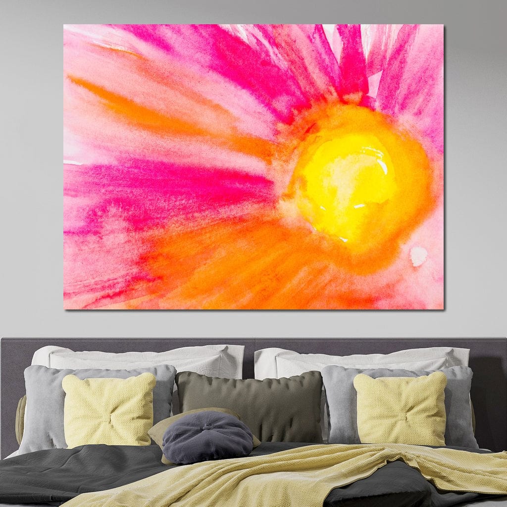 Pink & Orange Watercolor Flower Canvas Wall Art