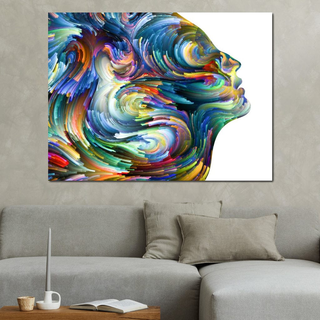 Colored Visage Profile Canvas Wall Art