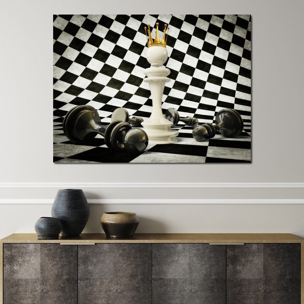 Chessboard King Canvas Wall Art