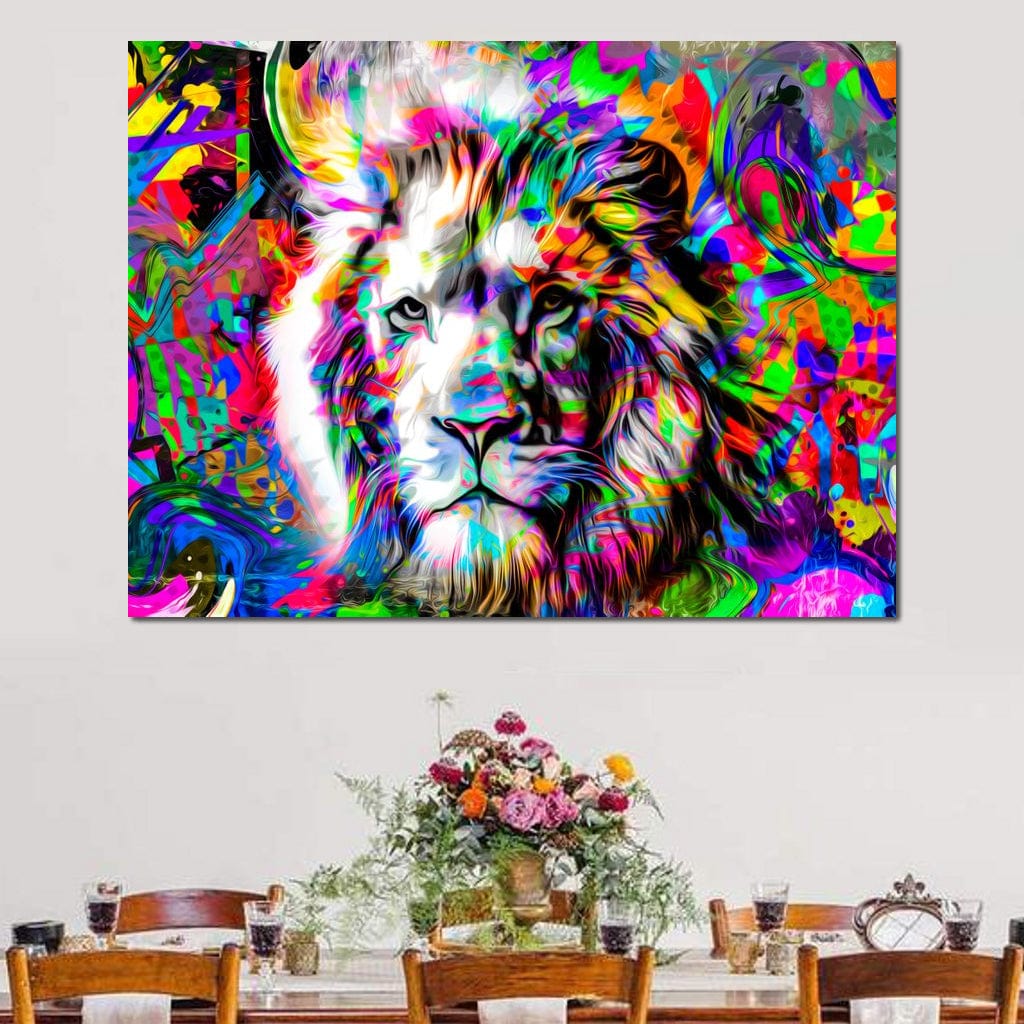 Psychedelic Lion Canvas Wall Art