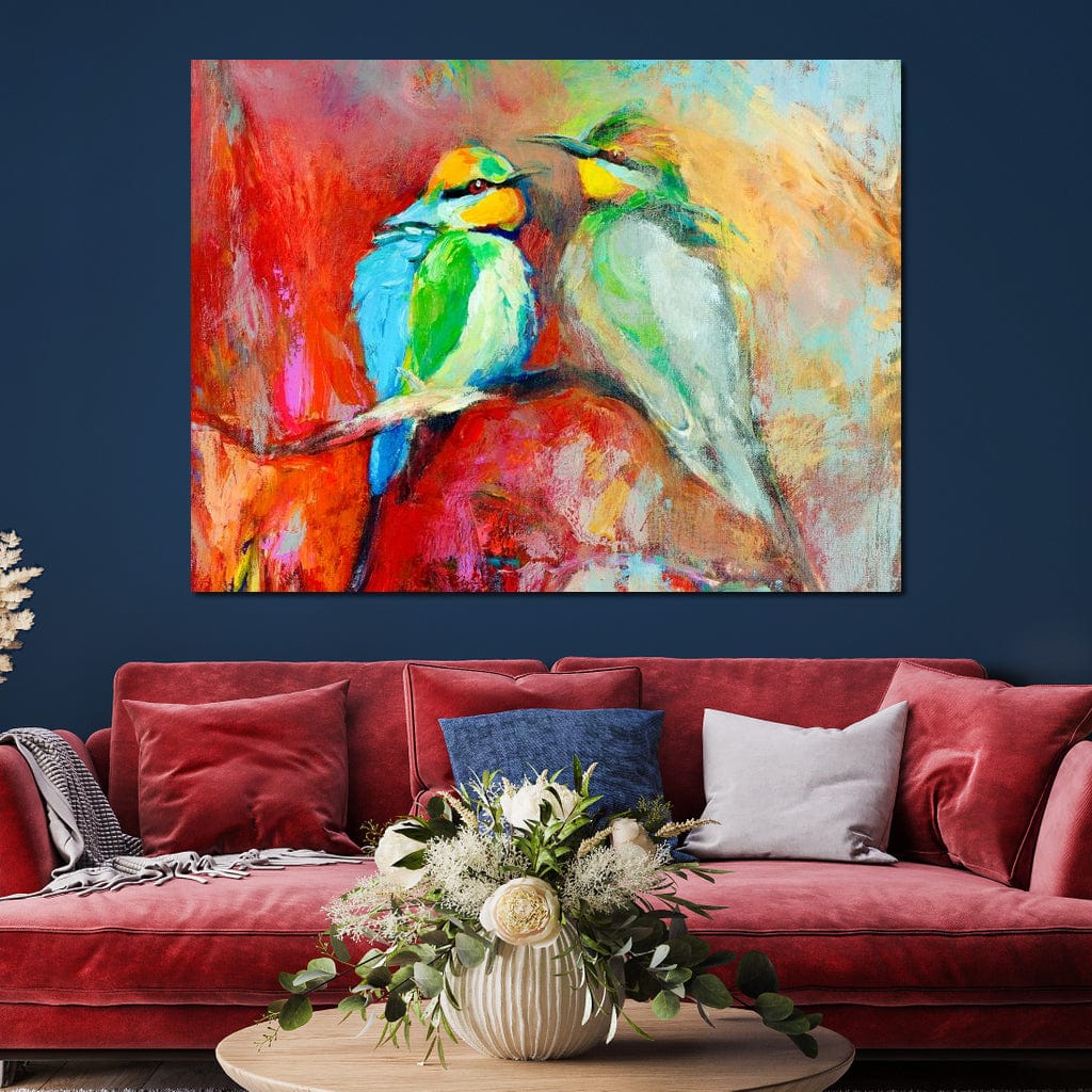 Blue-Tailed Birds Canvas Wall Art