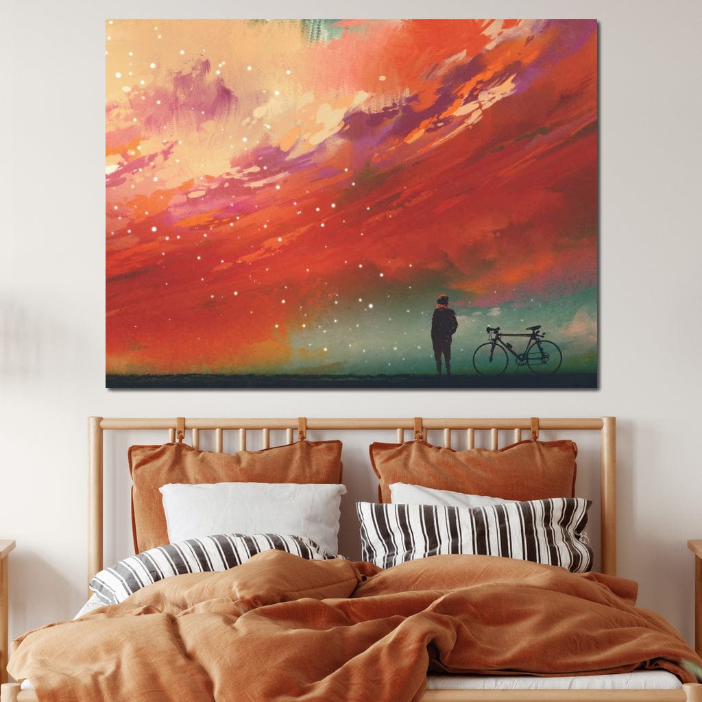 Admiring The Red Clouds Canvas Wall Art