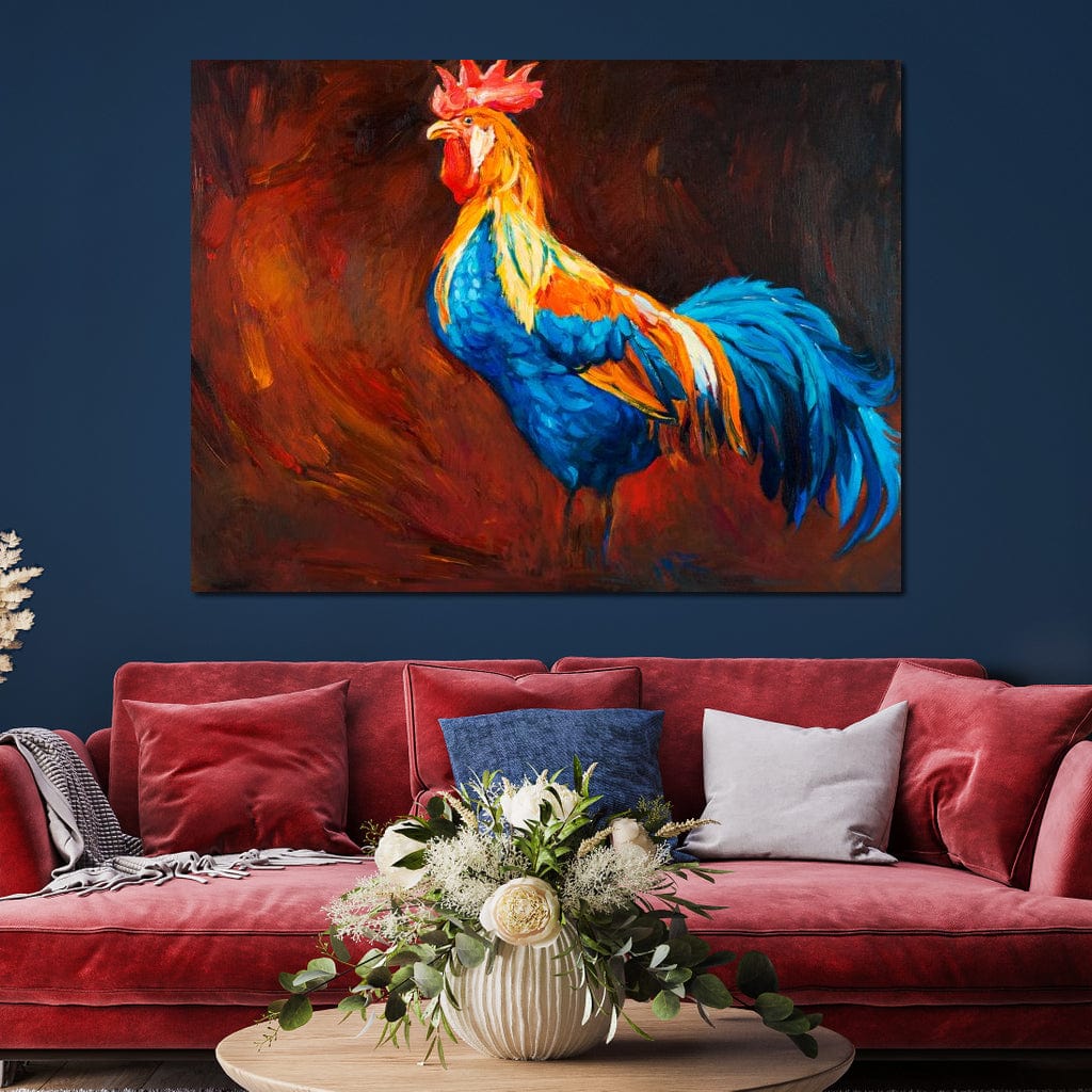 Blue Rooster Canvas Wall Art