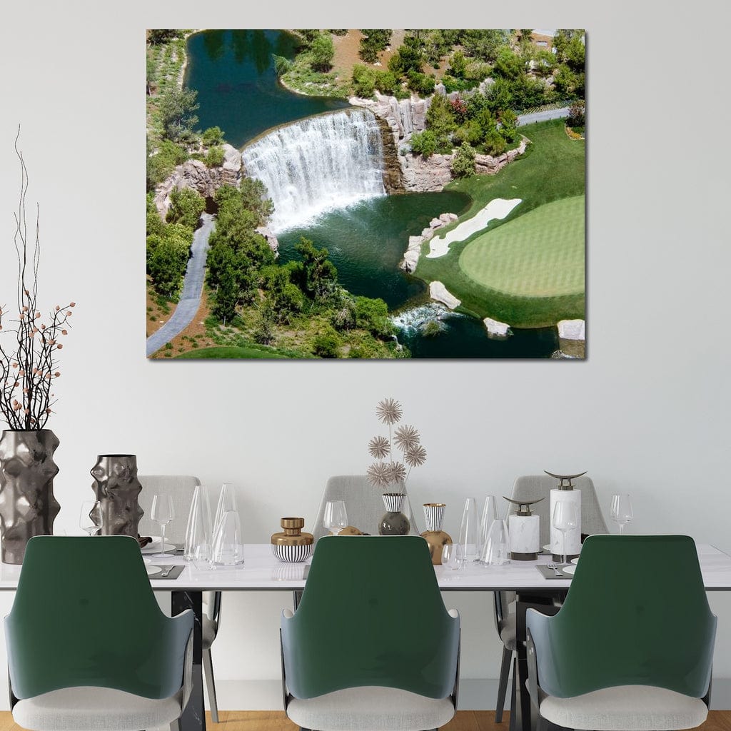 Waterfall on Golf Course Canvas Wall Art