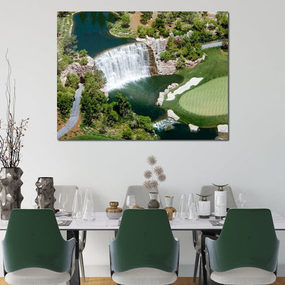 Waterfall on Golf Course Canvas Wall Art