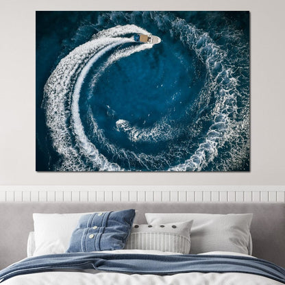 Boat Circle Canvas Wall Art