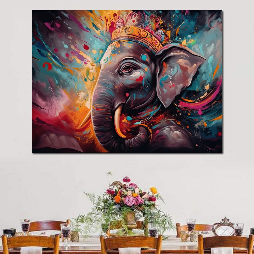 Ganesh Color Splash Canvas Wall Art